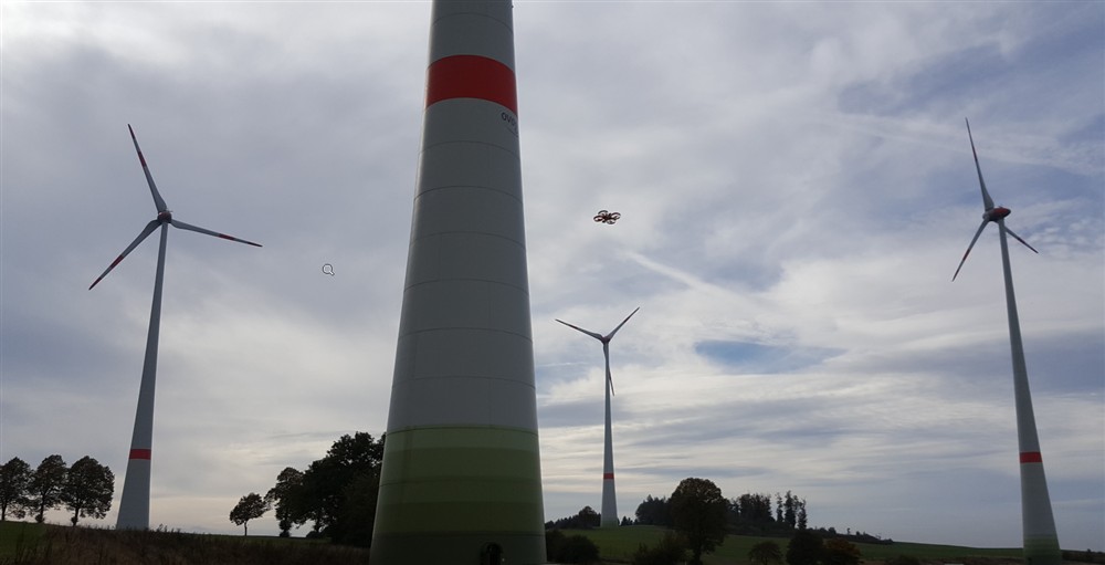 Close-range drone documentation of a wind turbine