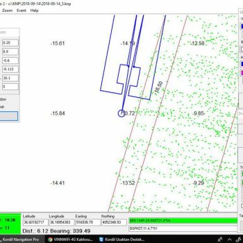 Makine geometrisini ve yönlendirmeyi gösteren Kordil konumlandırma yazılımı