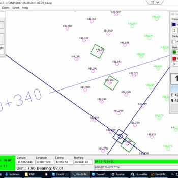 Makine geometrisini ve yönlendirmeyi gösteren Kordil konumlandırma yazılımı