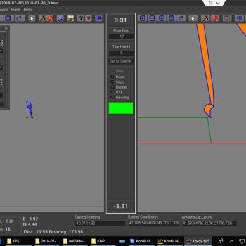 Makine geometrisini ve yönlendirmeyi gösteren Kordil konumlandırma yazılımı