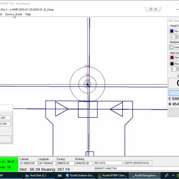 Makine geometrisini ve yönlendirmeyi gösteren Kordil konumlandırma yazılımı