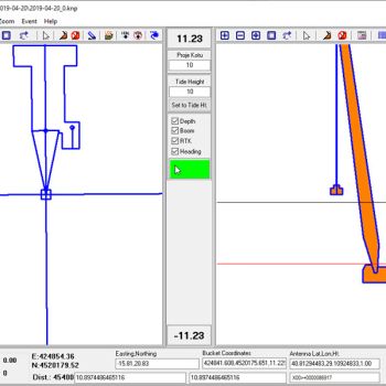 Makine geometrisini ve yönlendirmeyi gösteren Kordil konumlandırma yazılımı
