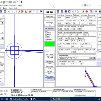 Makine geometrisini ve yönlendirmeyi gösteren Kordil konumlandırma yazılımı