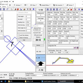 Makine geometrisini ve yönlendirmeyi gösteren Kordil konumlandırma yazılımı