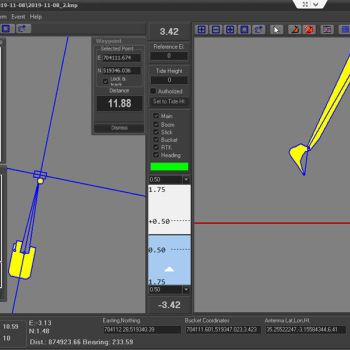 Makine geometrisini ve yönlendirmeyi gösteren Kordil konumlandırma yazılımı